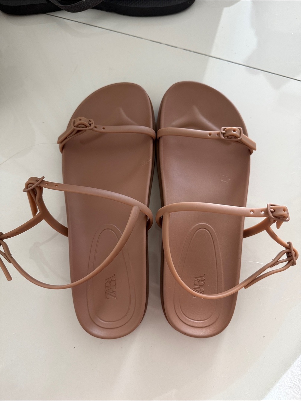 Zara Tan Minimalist Strappy Sandals